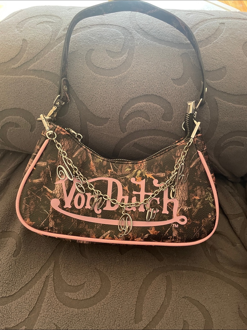 Von Dutch brown and Pink Logo Shoulder Bag - Picture 5 of 6